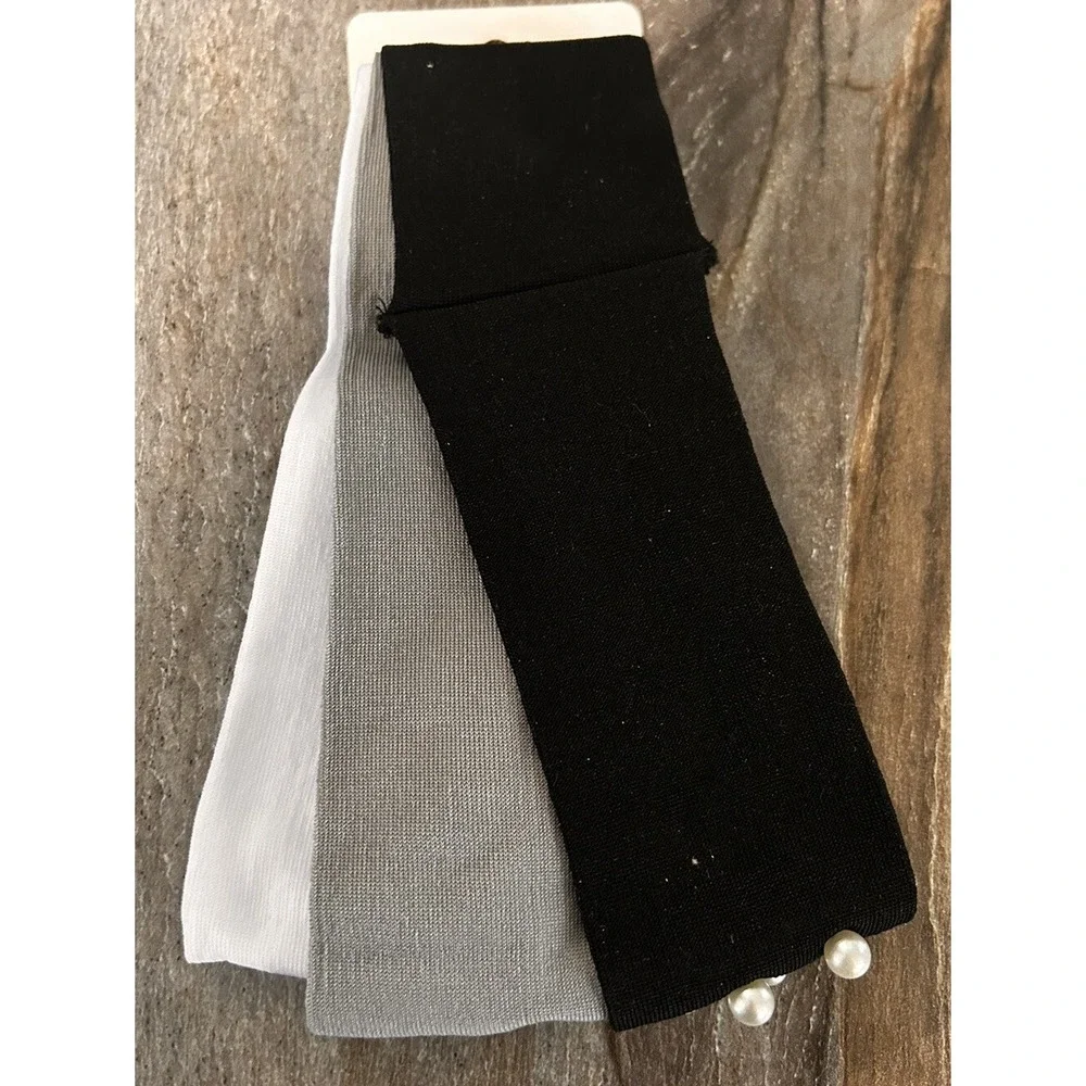 Headwraps Headbands‎ 3-pack Gorgeous Black W/ Ivory Pearls White & Gray Scunci